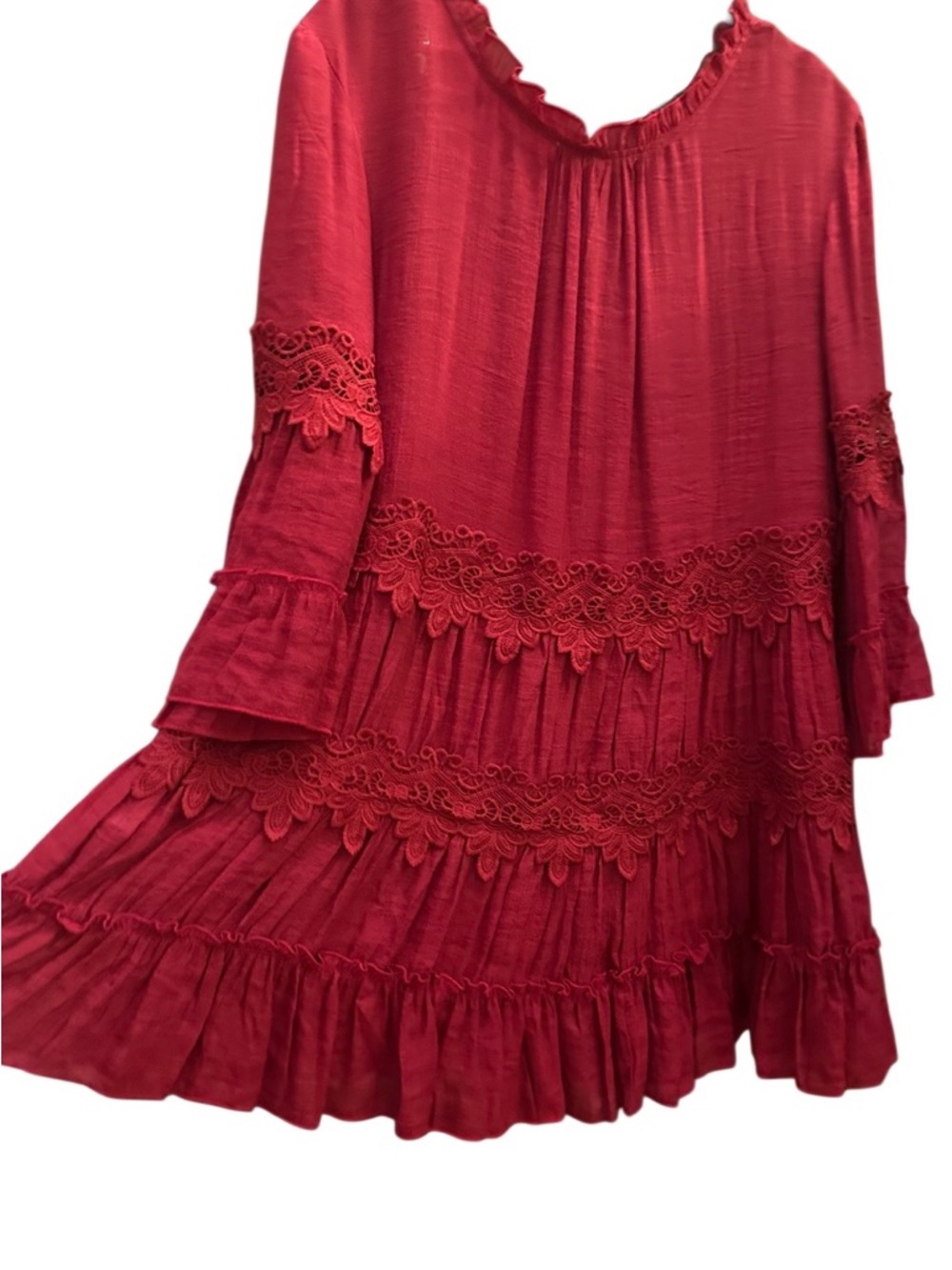 Indigo Soul Tunic Top Boho Ruffles Crochet Never Worn Size L